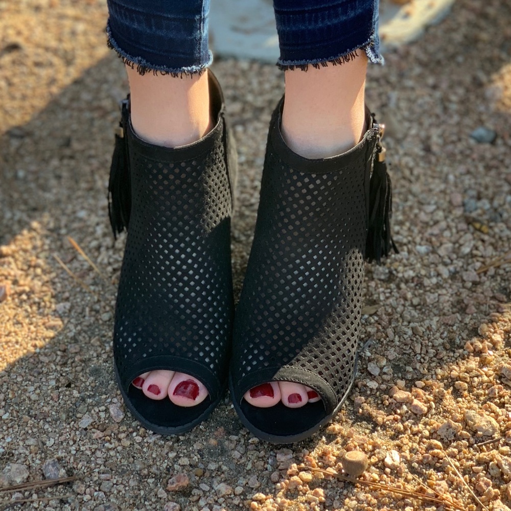 Black open toe booties- brand new in box - Picture 3 of 5